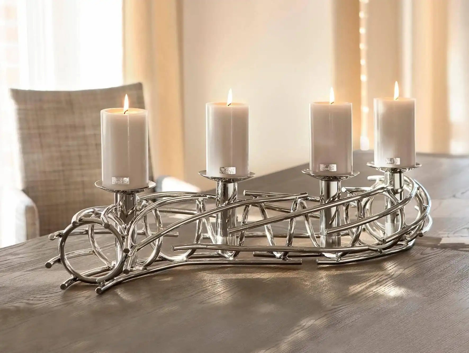 Corona Advenzkranz Chrom Aluminium Edelstahl 86cm - HomeDesign Knaus