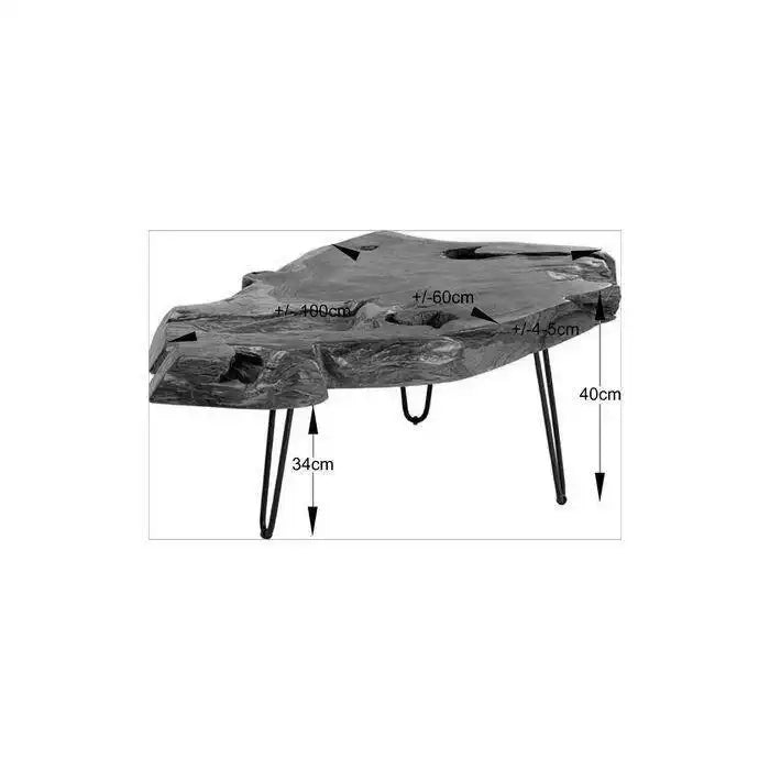 Couchtisch Aspen Natur Massivholz Industry Style Handarbeit - HomeDesign Knaus