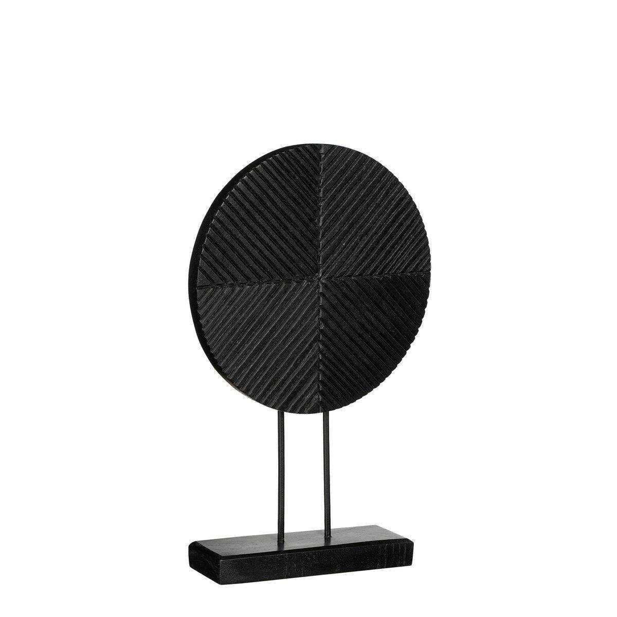 Danae-Ornament auf Fuß – H25 x Ø40 cm – FSC 100 % Mangoholz – Schwarz - HomeDesign Knaus