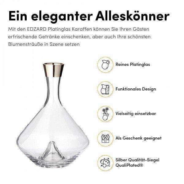 Dekanter Karaffe Frederick Kristallglas mit Platinrand Weinkaraffe 27 cm - HomeDesign Knaus
