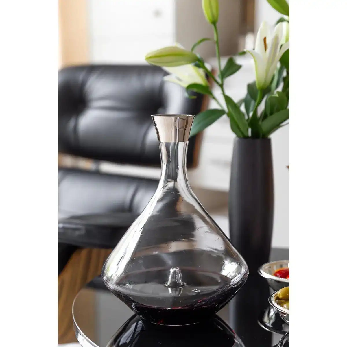 Dekanter Karaffe Frederick Kristallglas mit Platinrand Weinkaraffe 27 cm - HomeDesign Knaus