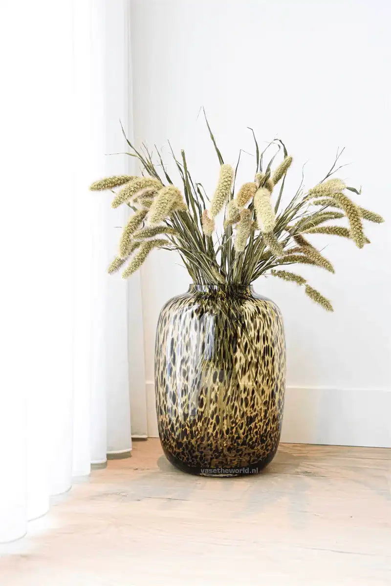 Deko Geopard Vase Bodenvase Blumenvase Handarbeit Mundgeblasen - HomeDesign Knaus