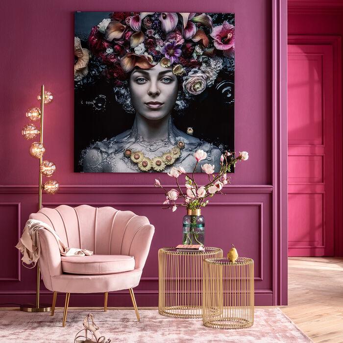 Kare Design Bild Glas Flower Art Lady Sicherheitsglas 120x120cm - HomeDesign Knaus wir schaffen Inspirationen 