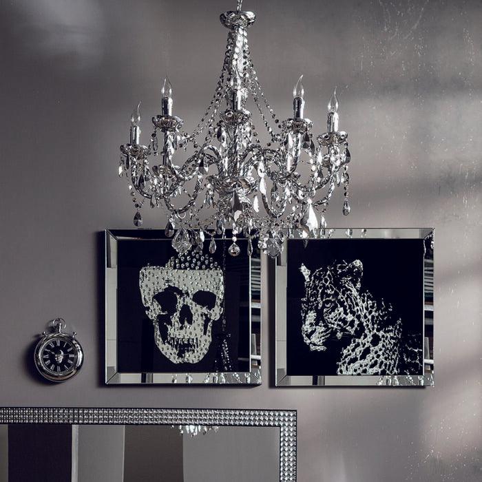 Kare Design Gerahmtes Glas Wandbild  Mirror Skull 100x100cm - HomeDesign Knaus wir schaffen Inspirationen 