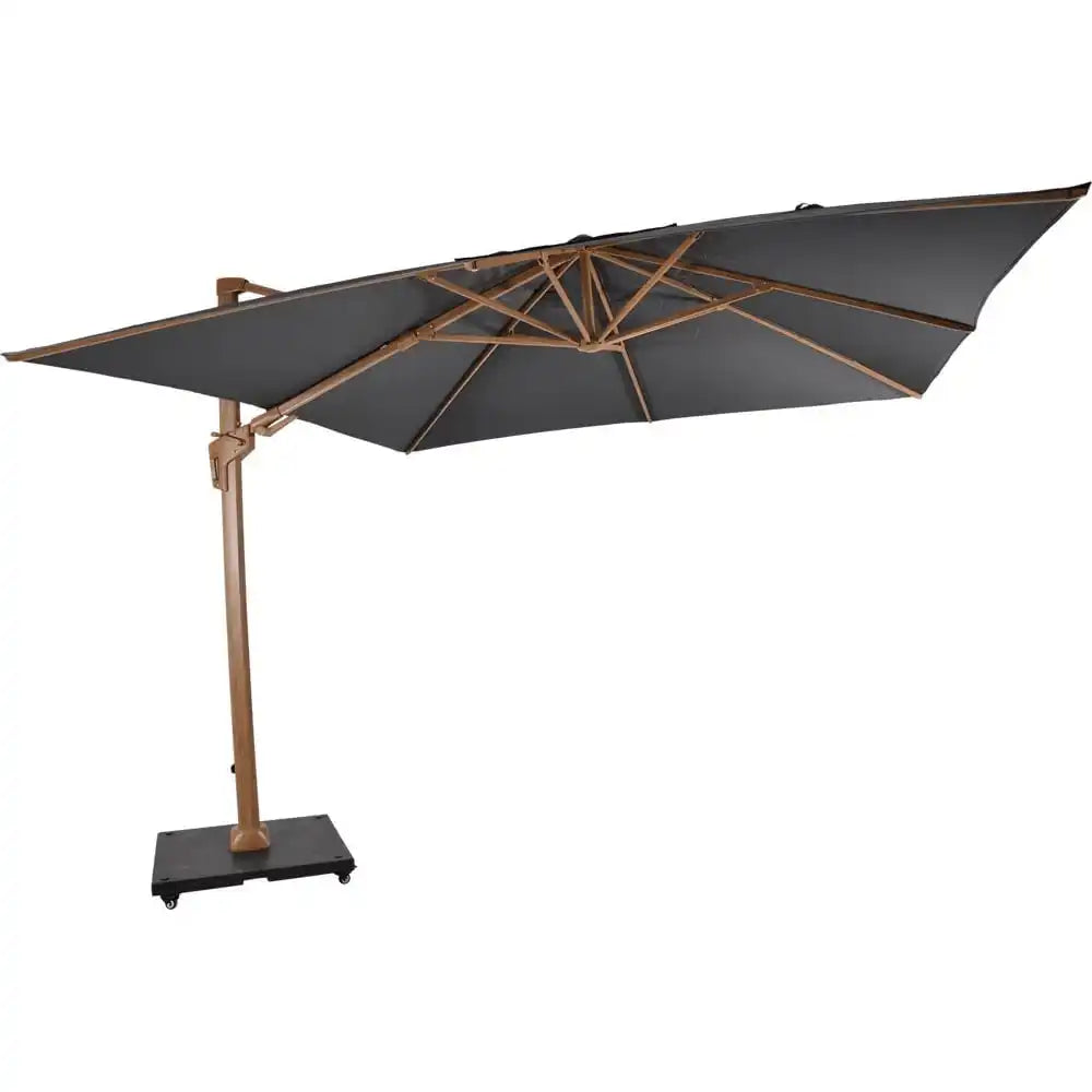 Designer Ampelschirm VirgoFlex Holzoptik grau 3m Gartenschirm Sonnenschirm - HomeDesign Knaus