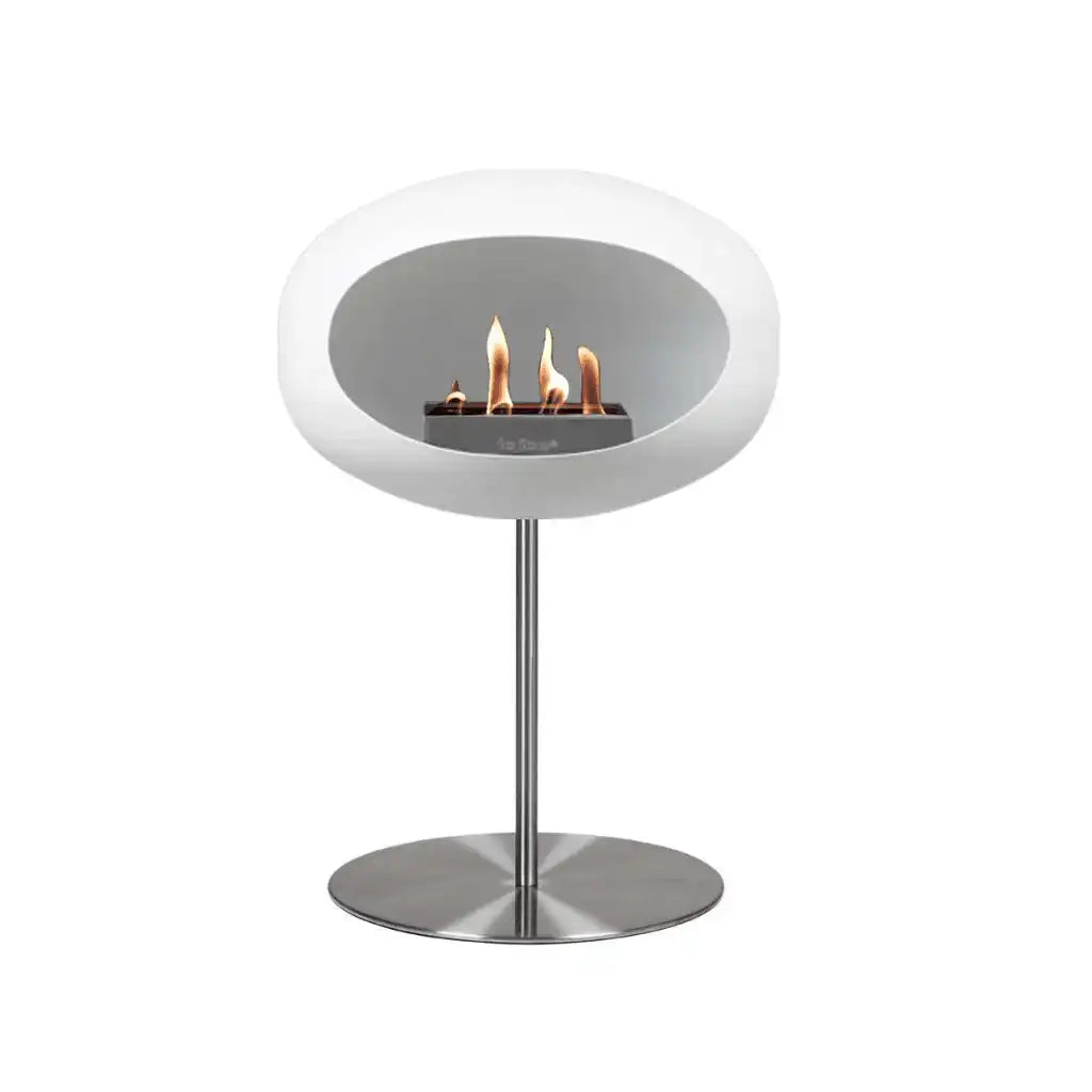 Designer Bio-Kamin Ground Steel Low Schwarz Weiß Edelstahl Freistehen - HomeDesign Knaus