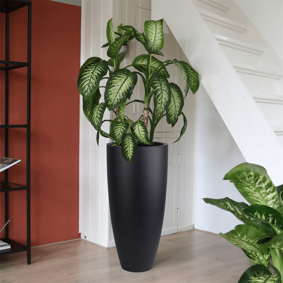 Designer Kentucky Blumenkübel Innenbereich - Außenbereich UV- & frostbeständig Pflanzentopf Handarbeit schwarz - HomeDesign Knaus