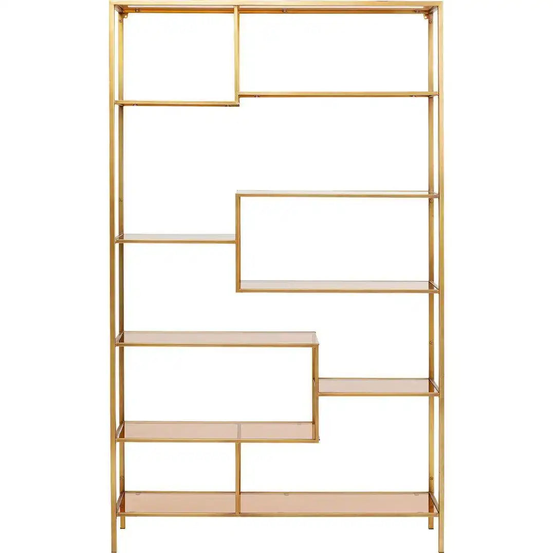 Designer Bücherregal Dekoregal Wandregal Sicherheitsglas Stahl Gold - HomeDesign Knaus