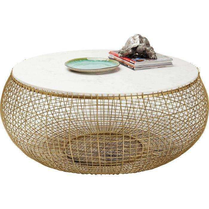 Designer Couchtisch Cesta Marmor Retro Style Gold 100cm - HomeDesign Knaus