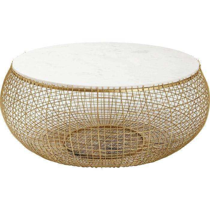 Designer Couchtisch Cesta Marmor Retro Style Gold 100cm - HomeDesign Knaus