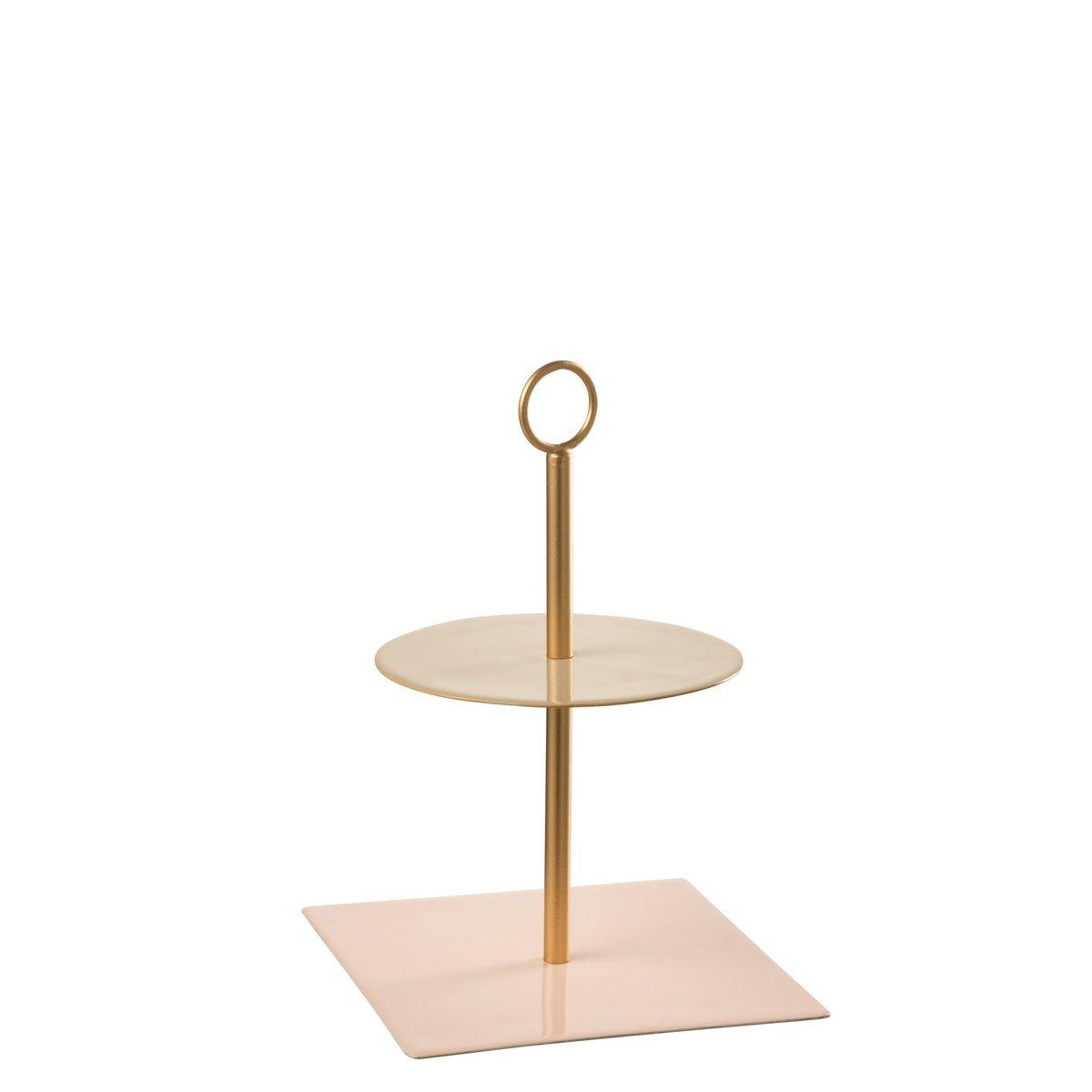 Designer Etagere 2 Stock Layer Board rund quadratisch Metall hellrosa/beige - HomeDesign Knaus