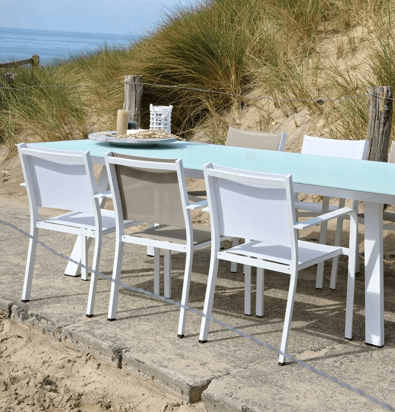 Designer Gartentisch Esstisch Wetterbeständig Tisch Breeze Glas, 210x110x76cm - HomeDesign Knaus