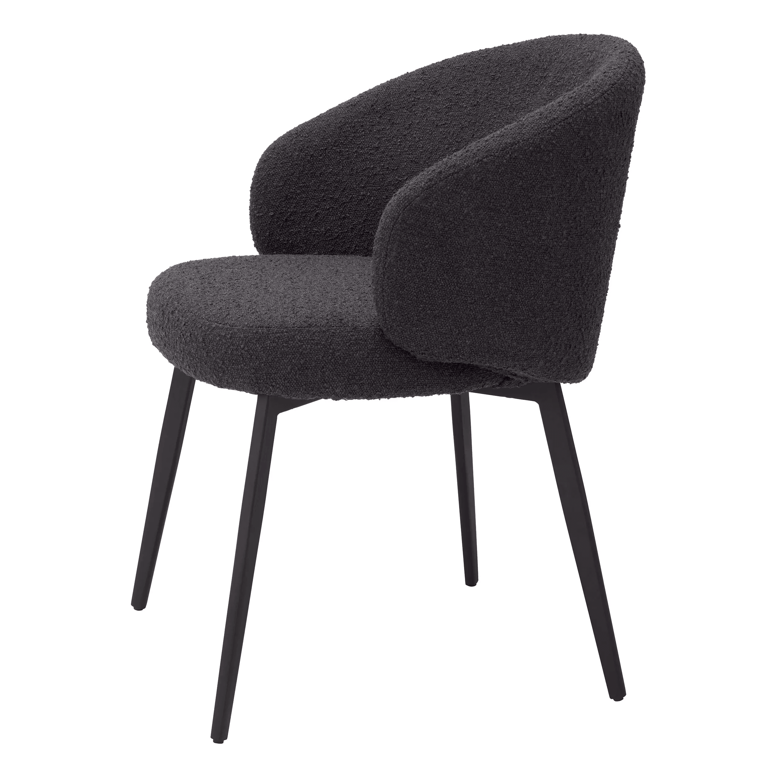 Eichholtz Designer LLOYD 2ER-SET Esszimmerstuhl mit ARMLEHNEN Bouclé schwarz | schwarze Ausführung Beine - HomeDesign Knaus
