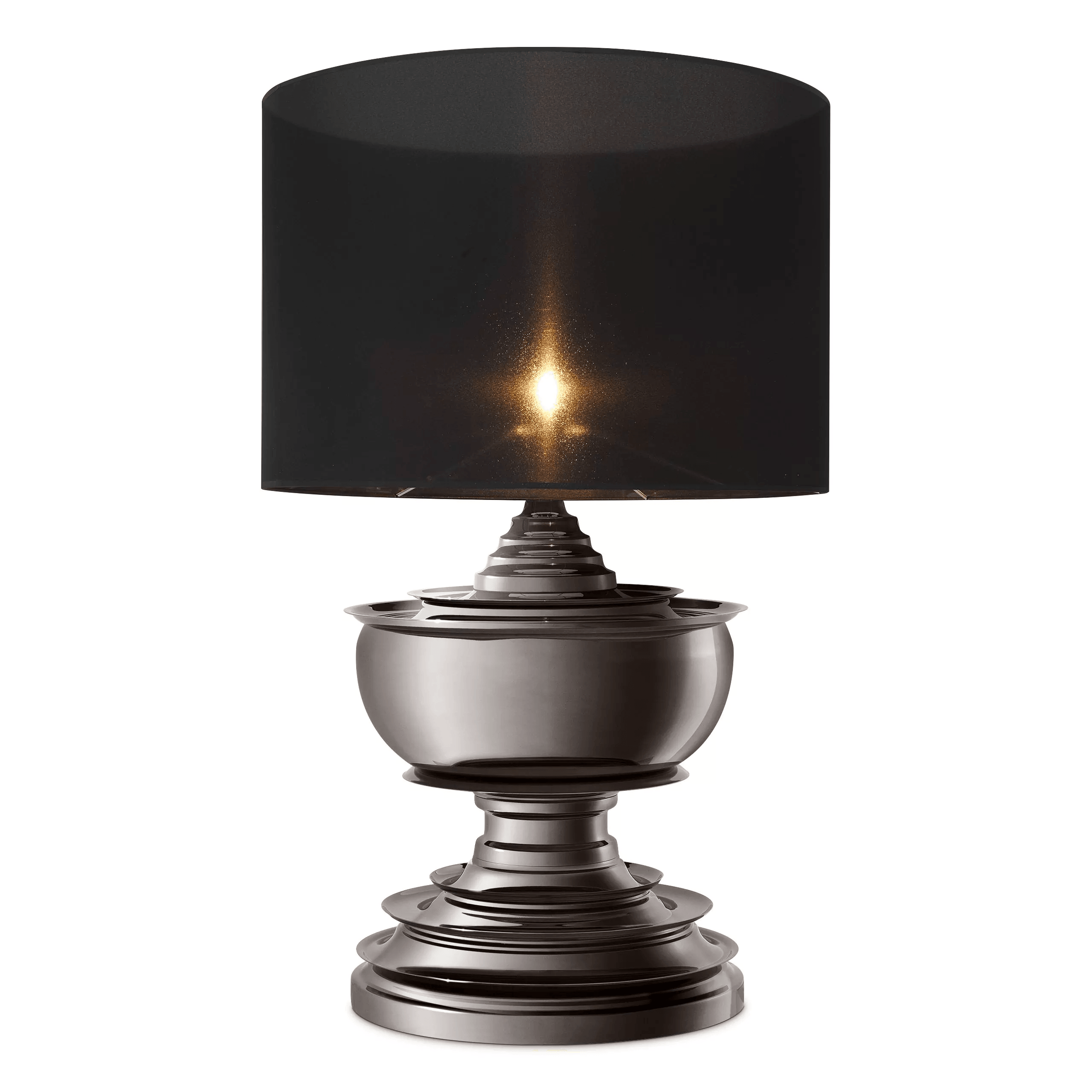 Eichholtz PAGODA Glamourösen Tischlampe Schwarzes Nickel | Inklusive schwarzem Organza-Schirm Handarbeit - HomeDesign Knaus