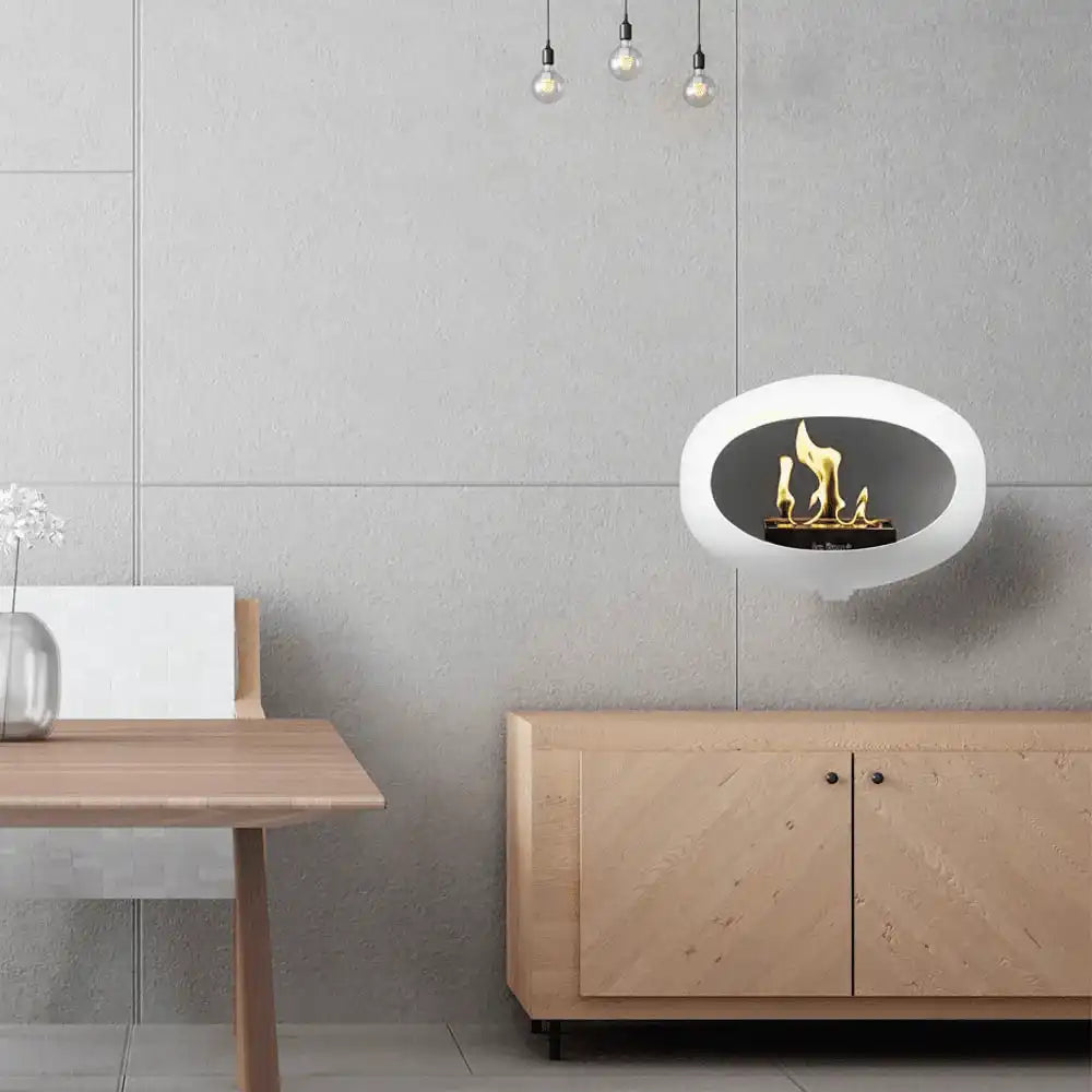 Designer Wandkamin Edelstahl Bioethanolkamin Wall Weiß Biokamin - HomeDesign Knaus
