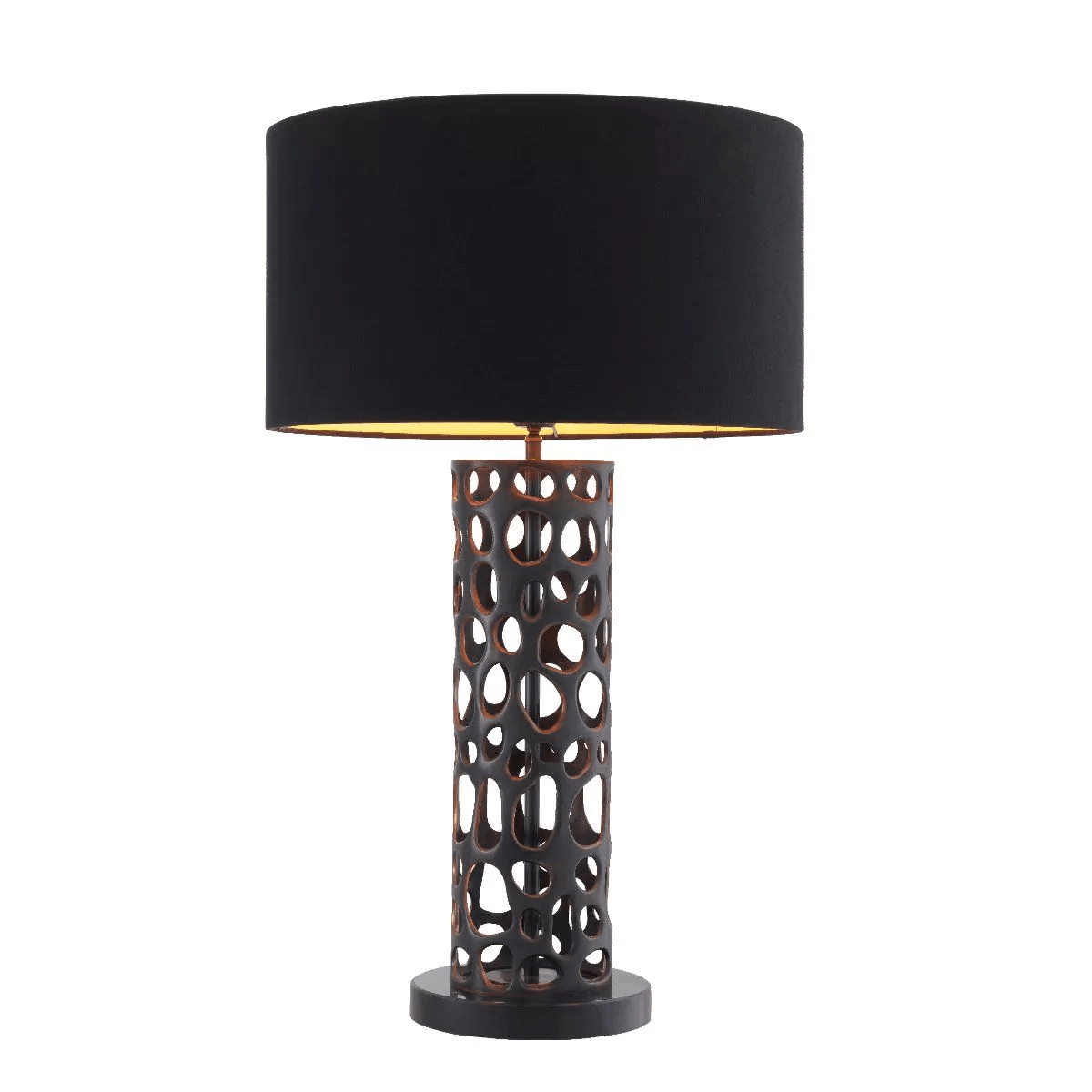 Eichholtz DIX Glamourösen Tischlampe Bronze-Highlight | Sockel aus schwarzem Marmo Schirm mit Goldfutter Handarbeit - HomeDesign Knaus