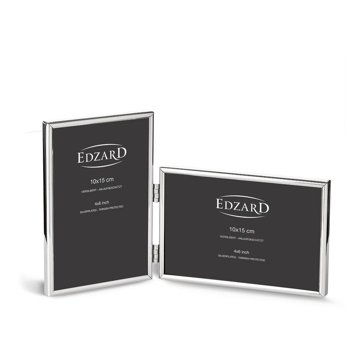 EDZARD Doppel-Fotorahmen Otto für 2 Fotos 10 x 15 cm, edel versilbert, anlaufgeschützt - HomeDesign Knaus