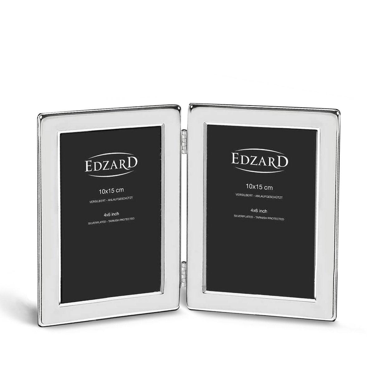 EDZARD Doppel-Fotorahmen Salerno für 2 Fotos 10 x 15 cm, edel versilbert, anlaufgeschützt - HomeDesign Knaus