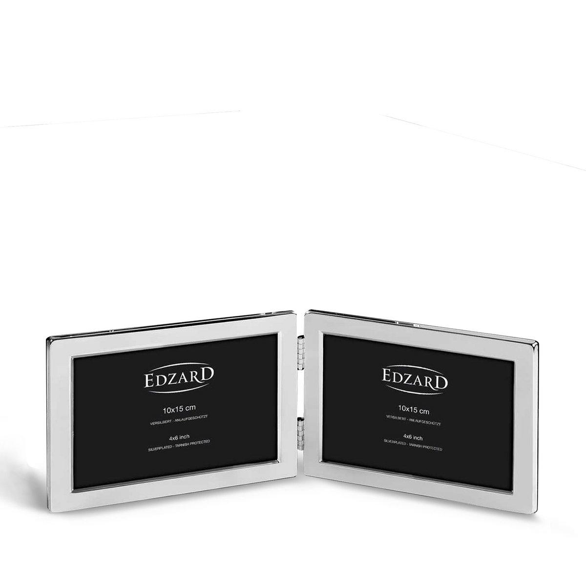 EDZARD Doppel-Fotorahmen Salerno für 2 Fotos 10 x 15 cm quer, edel versilbert, anlaufgeschützt - HomeDesign Knaus