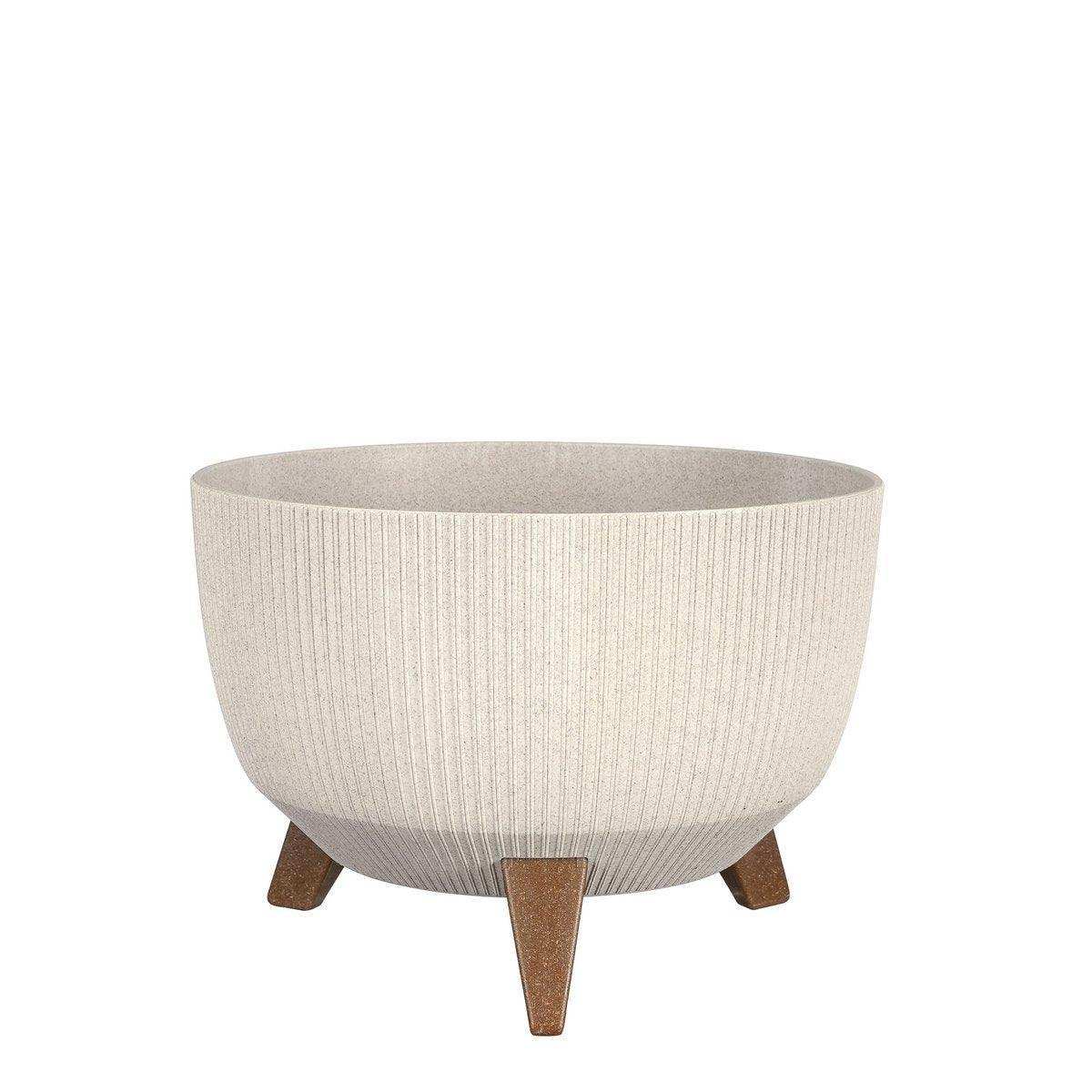 Doppio Blumentopf auf Beinen – H18,5 x Ø33 cm – Polypropylen – FSC Mix – gebrochenes Weiß - HomeDesign Knaus