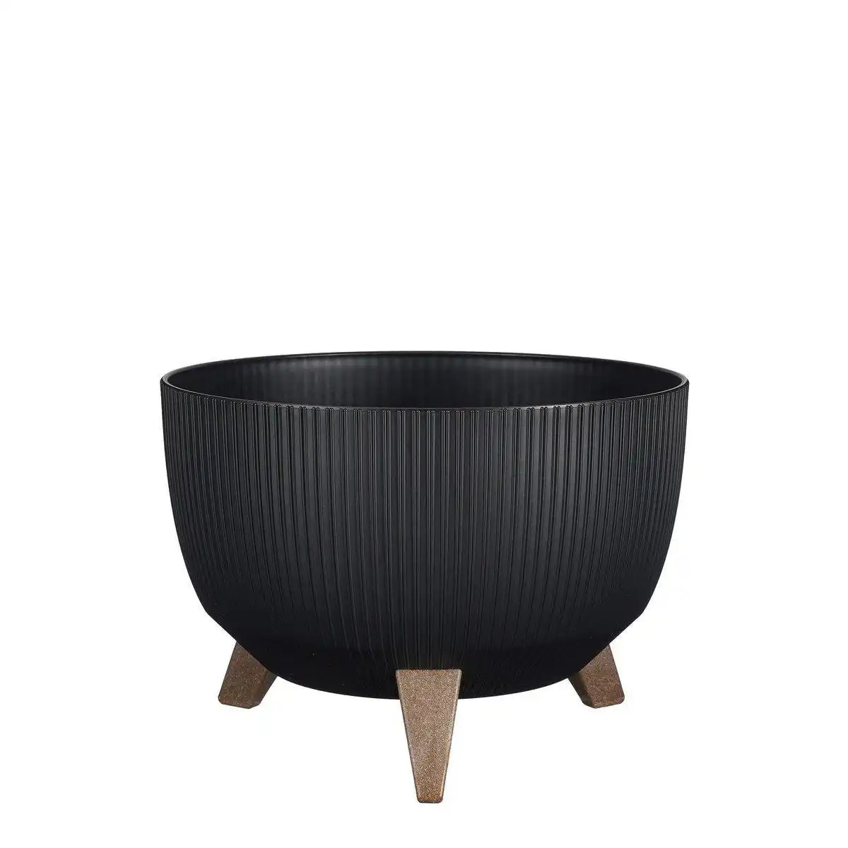 Doppio Blumentopf auf Beinen – H18,5 x Ø33 cm – recycelter Kunststoff – FSC-Mix – Schwarz - HomeDesign Knaus