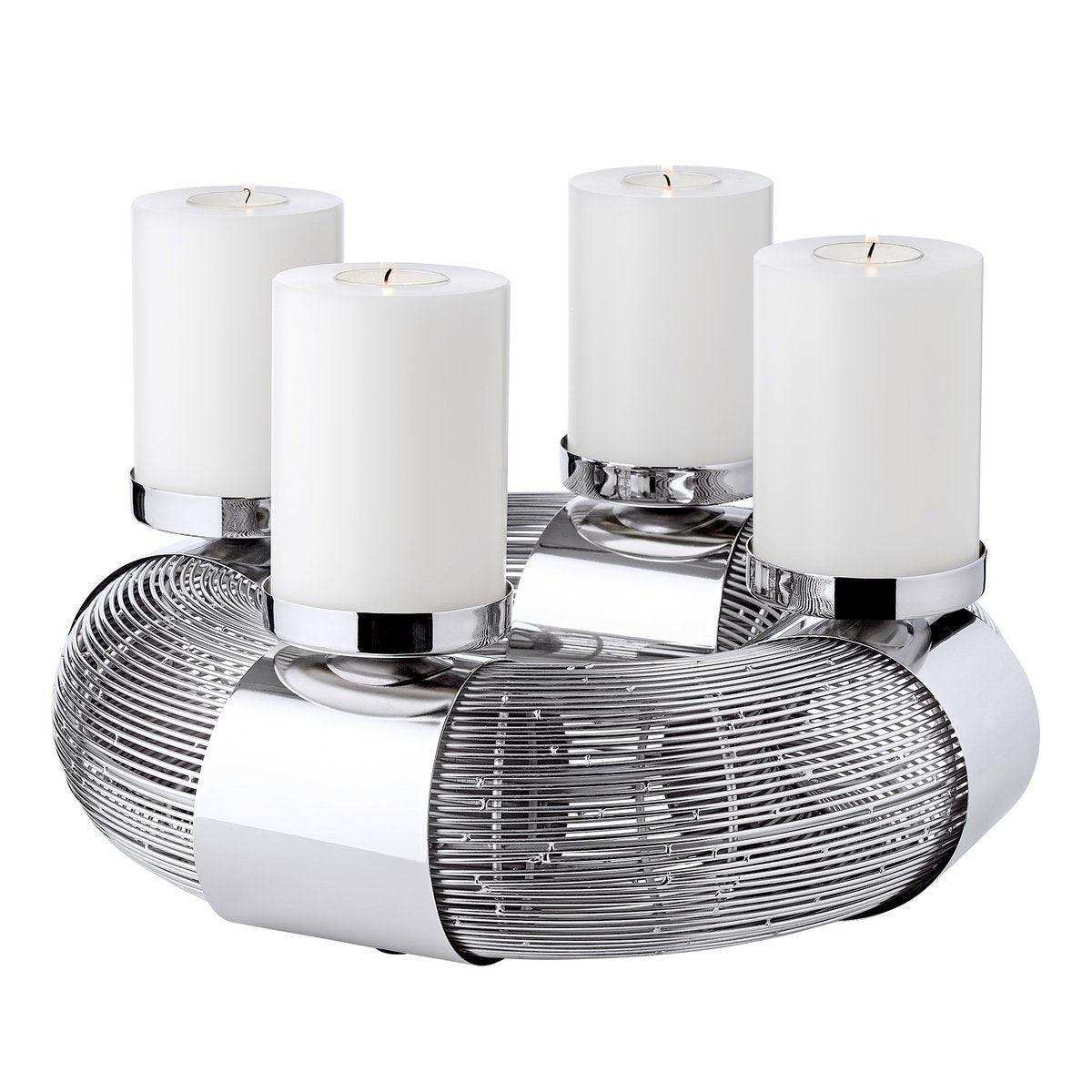 Edelstahl Chrom Adventskranz Flax 36 cm - HomeDesign Knaus
