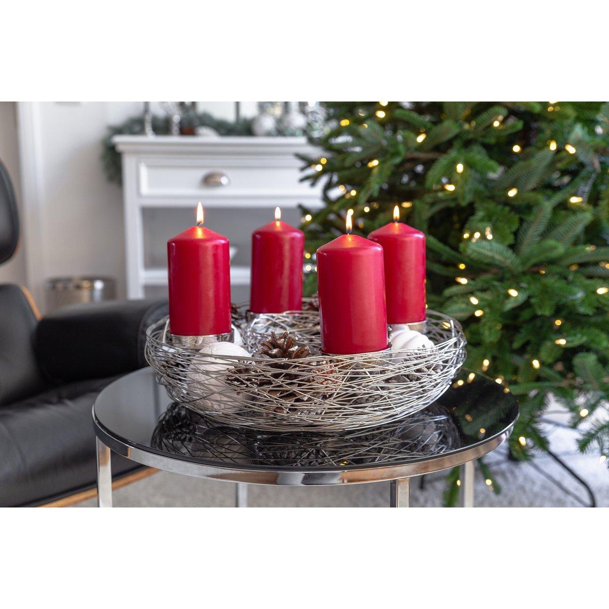 EDZARD Adventskranz Laval, Edelstahl vernickelt, Durchmesser 42 cm, für Stumpenkerzen ø 6 cm - HomeDesign Knaus