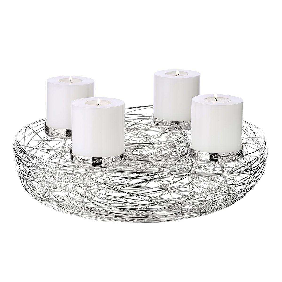 EDZARD Adventskranz Laval, Edelstahl vernickelt, Durchmesser 42 cm, für Stumpenkerzen ø 6 cm - HomeDesign Knaus