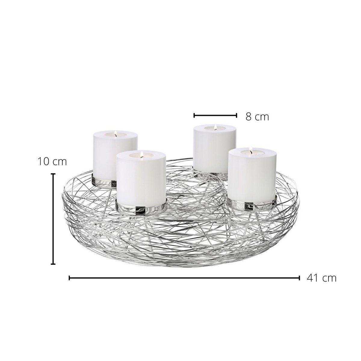 EDZARD Adventskranz Laval, Edelstahl vernickelt, Durchmesser 42 cm, für Stumpenkerzen ø 6 cm - HomeDesign Knaus