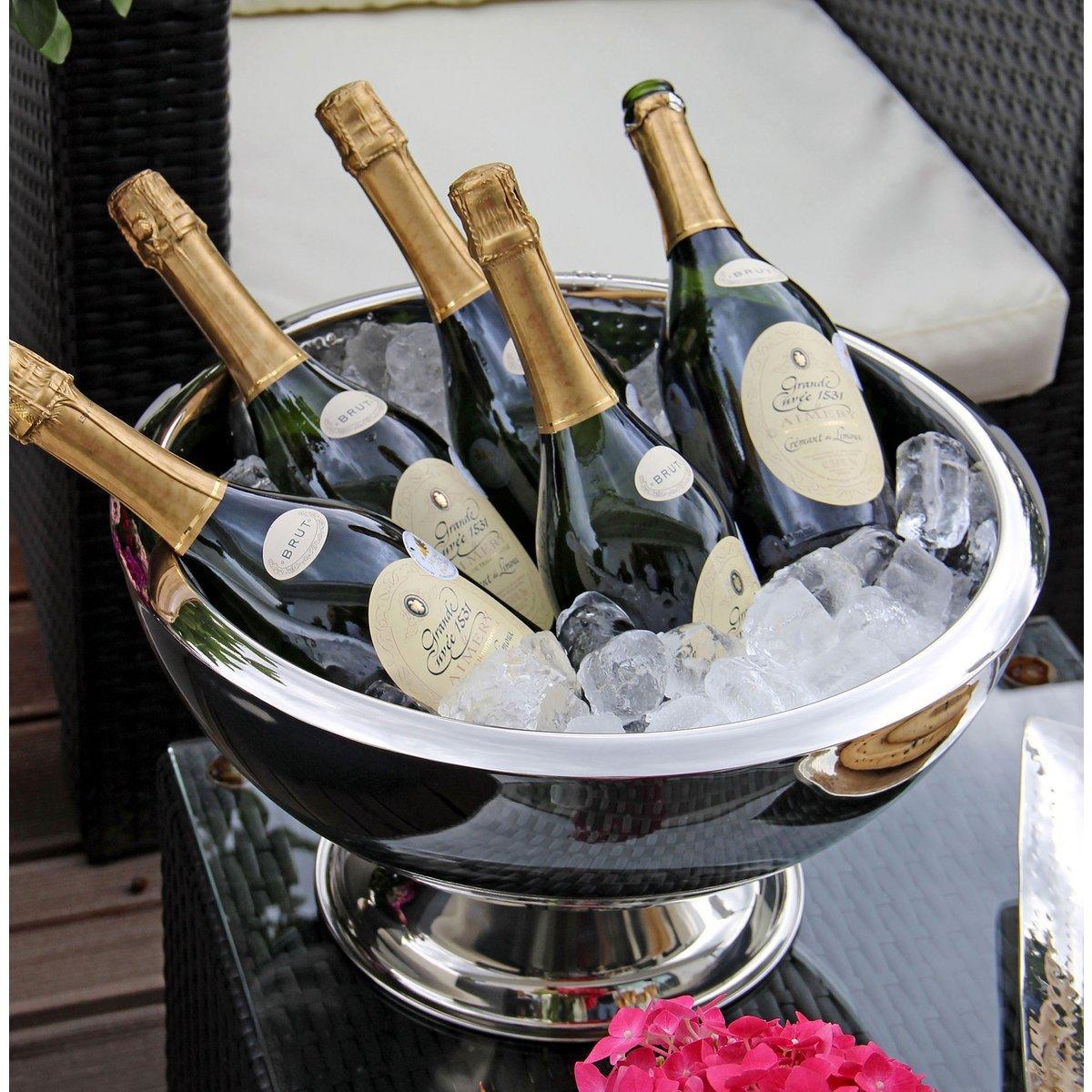 EDZARD Champagnerkühler Sektkühler Cadiz, Edelstahl hochglanzpoliert, innen gehämmert, doppelwandig,ø 43 cm - HomeDesign Knaus
