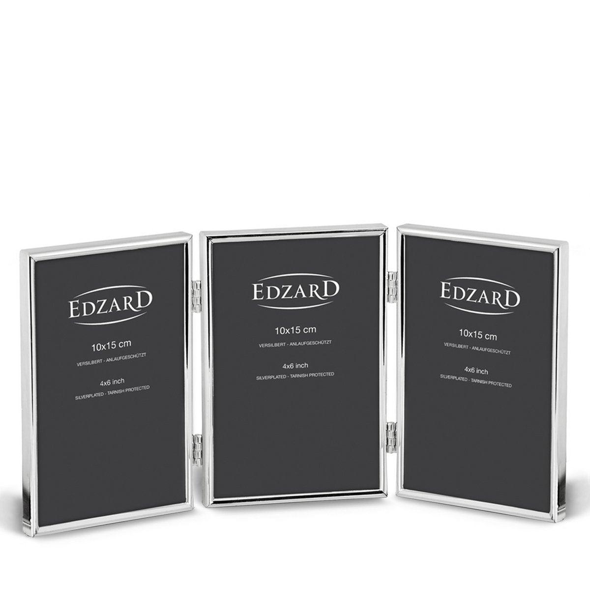 EDZARD Dreifach-Fotorahmen Genua für 3 Fotos 10 x 15 cm, edel versilbert, anlaufgeschützt - HomeDesign Knaus