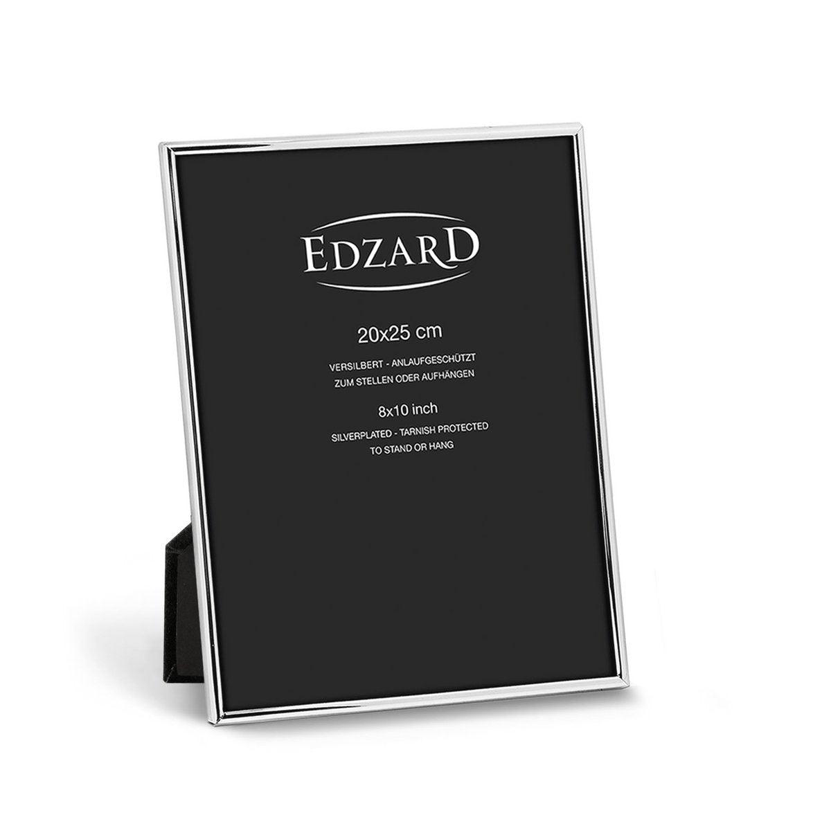 EDZARD Fotorahmen Genua für Foto 20 x 25 cm, edel versilbert, anlaufgeschützt, mit 2 Aufhängern - HomeDesign Knaus