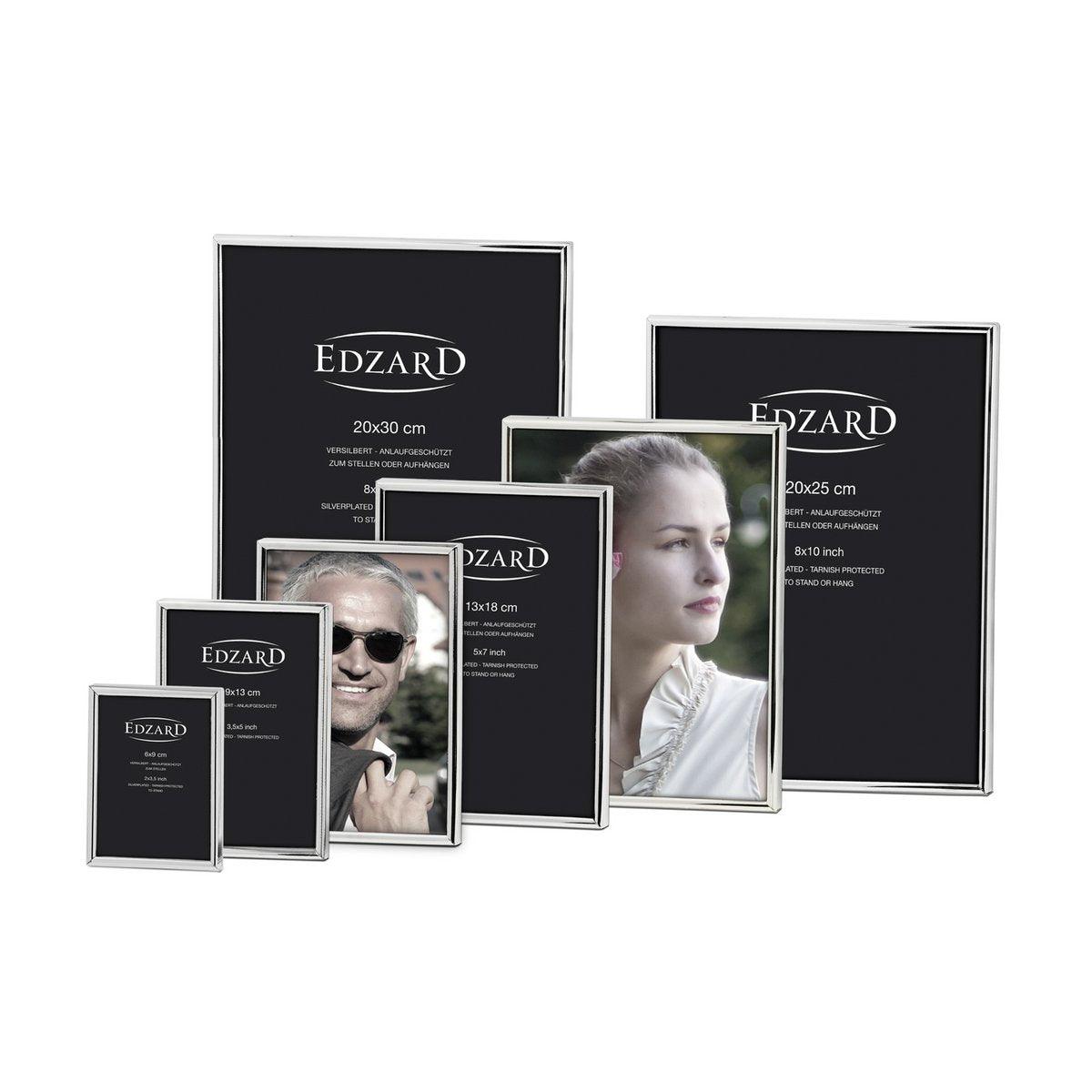 EDZARD Fotorahmen Genua für Foto 20 x 25 cm, edel versilbert, anlaufgeschützt, mit 2 Aufhängern - HomeDesign Knaus