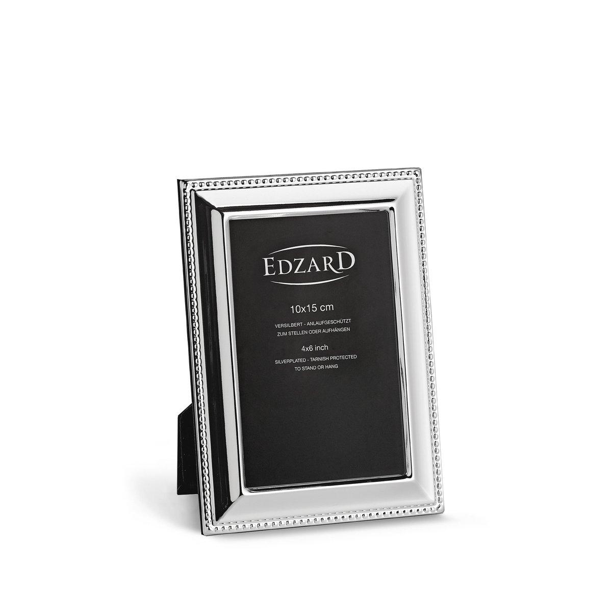 EDZARD Fotorahmen Perla für Foto 10 x 15 cm, edel versilbert, anlaufgeschützt, mit 2 Aufhängern - HomeDesign Knaus