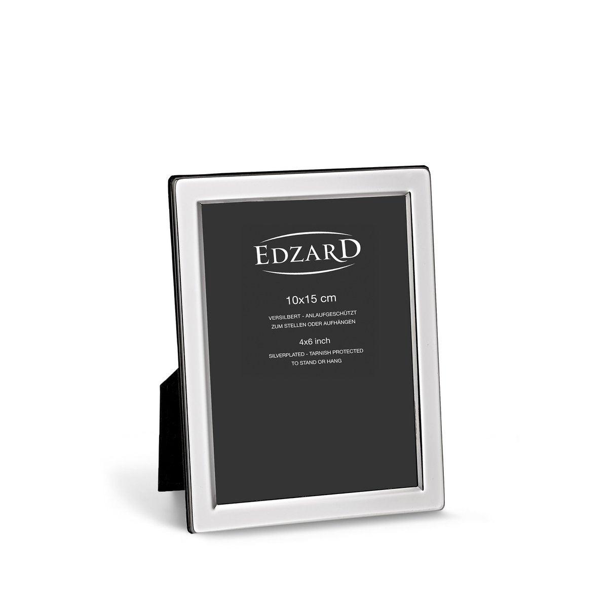 EDZARD Fotorahmen Salerno für Foto 10 x 15 cm, edel versilbert, anlaufgeschützt, mit 2 Aufhängern - HomeDesign Knaus