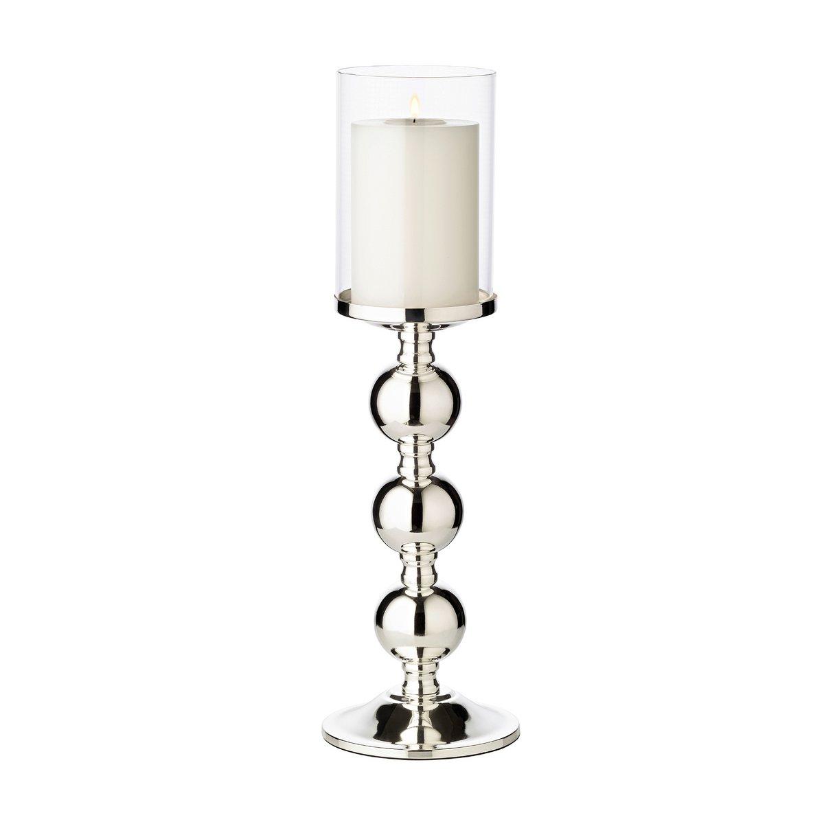 EDZARD Leuchter Kerzenleuchter Bamboo, edel versilbert, anlaufgeschützt, mit Glas, Höhe 43 cm - HomeDesign Knaus