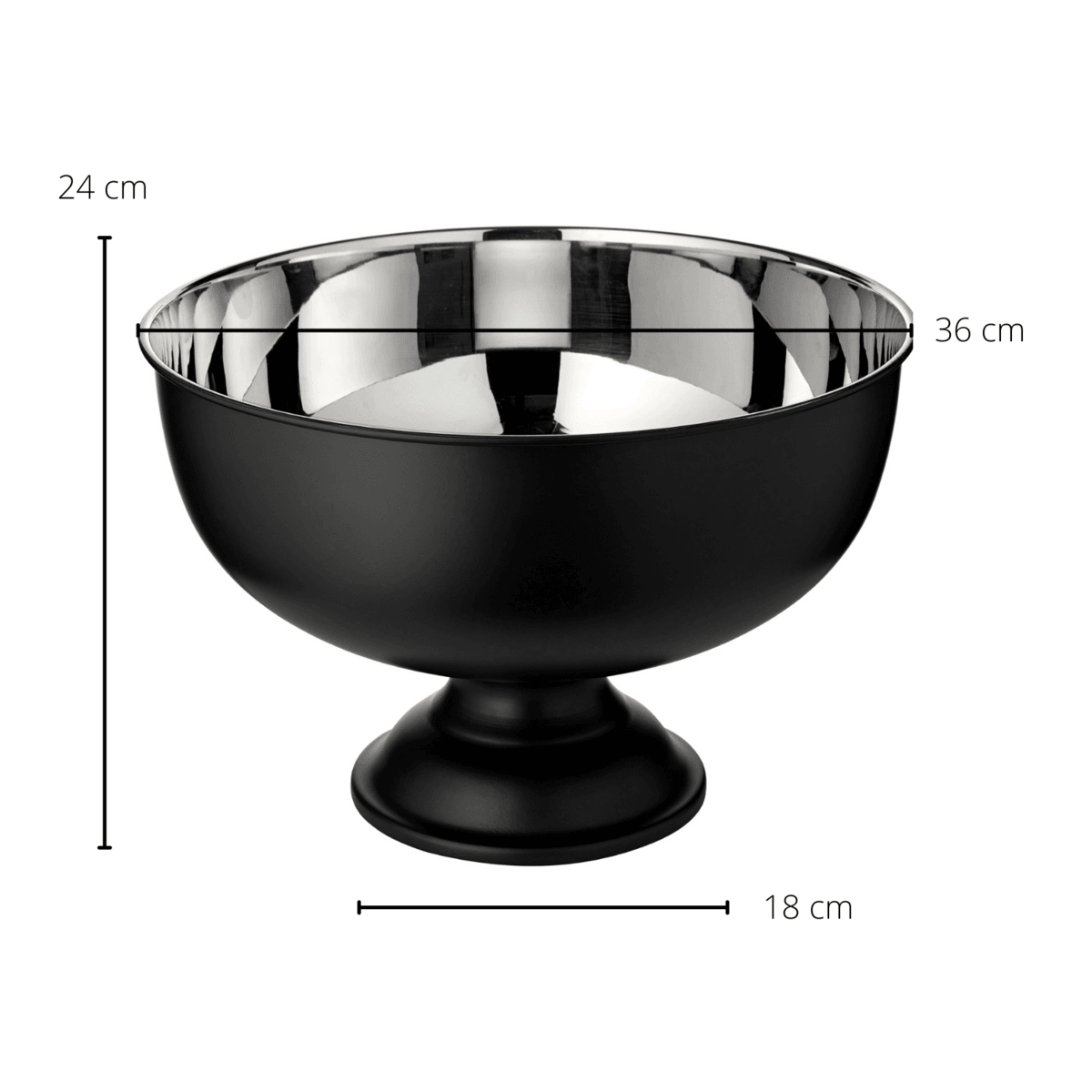 EDZARD Sektkühler Pearl, Höhe 25 cm, ø 36 cm, außen matt schwarz, innen Edelstahl hochglanzpoliert - HomeDesign Knaus