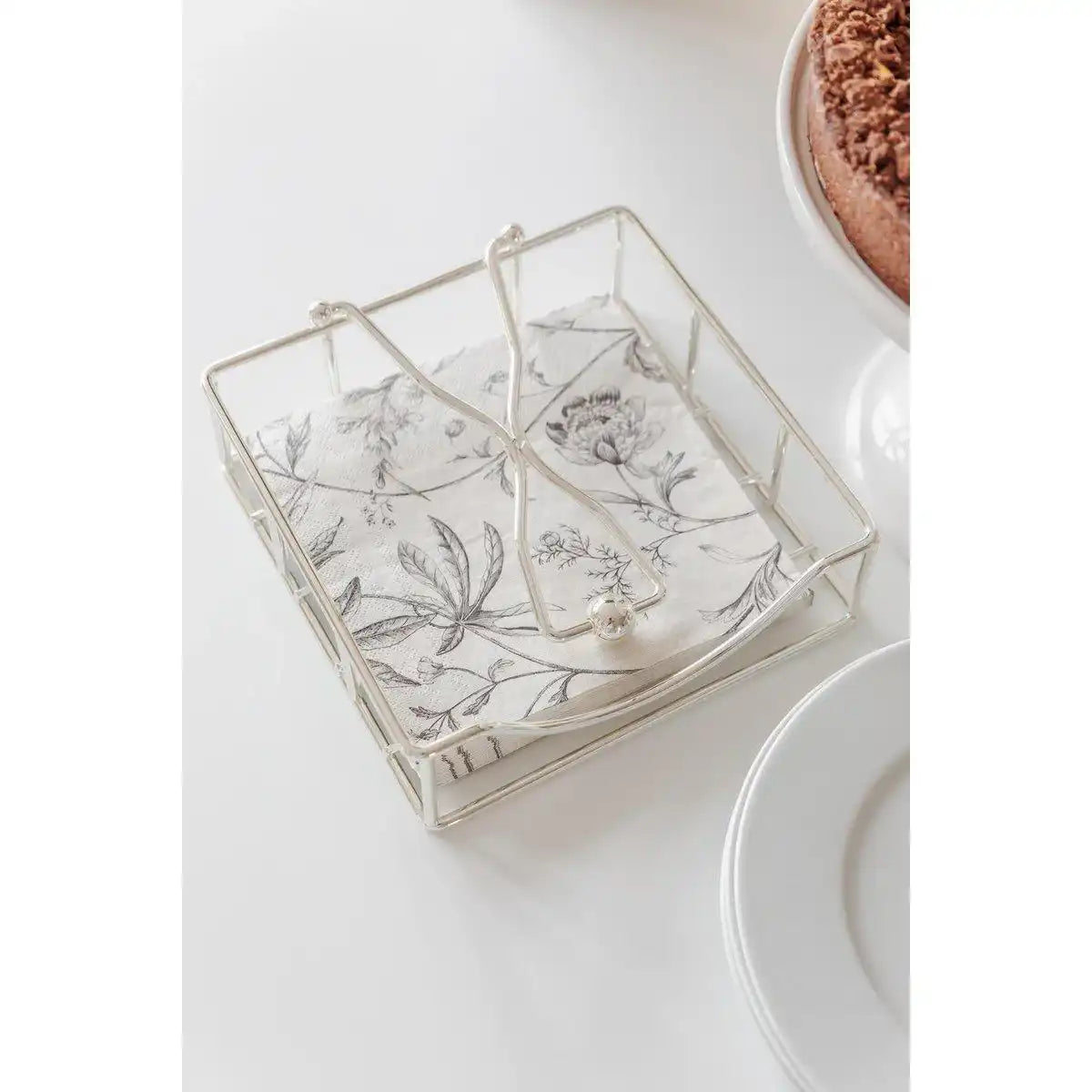 EDZARD Serviettenhalter Atlas, für Papierservietten, edel versilbert, anlaufgeschützt, 19 x 19 cm - HomeDesign Knaus