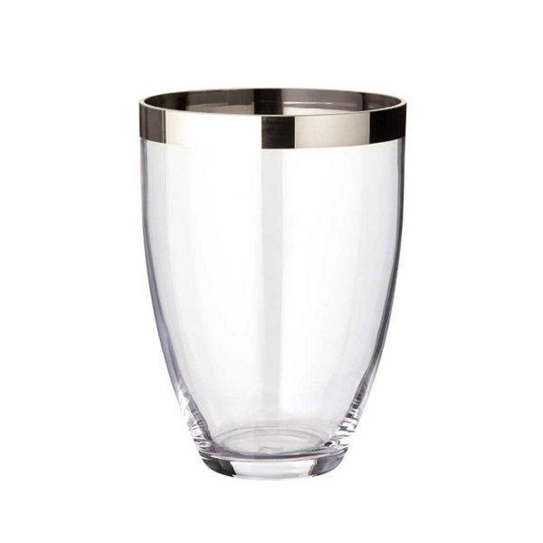 EDZARD Vase Charlotte, mundgeblasenes Kristallglas mit Platinrand, Höhe 16 cm, Durchmesser 12 cm - HomeDesign Knaus