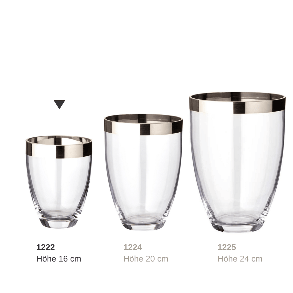 EDZARD Vase Charlotte, mundgeblasenes Kristallglas mit Platinrand, Höhe 16 cm, Durchmesser 12 cm - HomeDesign Knaus