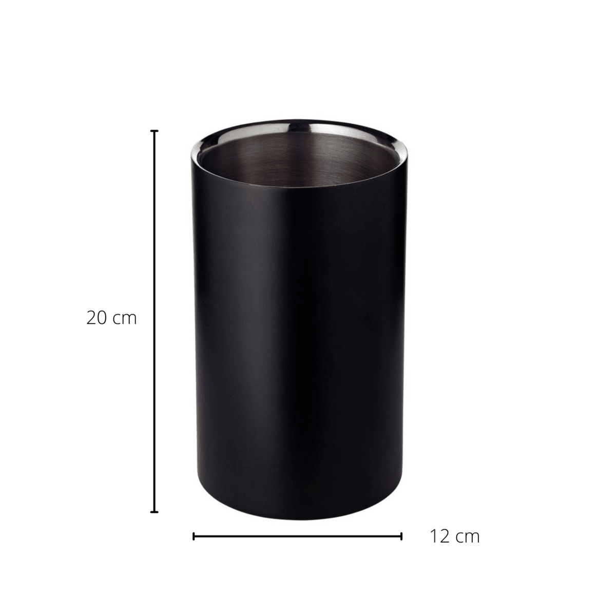 EDZARD Weinkühler Pearl, doppelwandig, außen matt schwarz, innen Edelstahl, Höhe 20 cm, ø 12 cm - HomeDesign Knaus