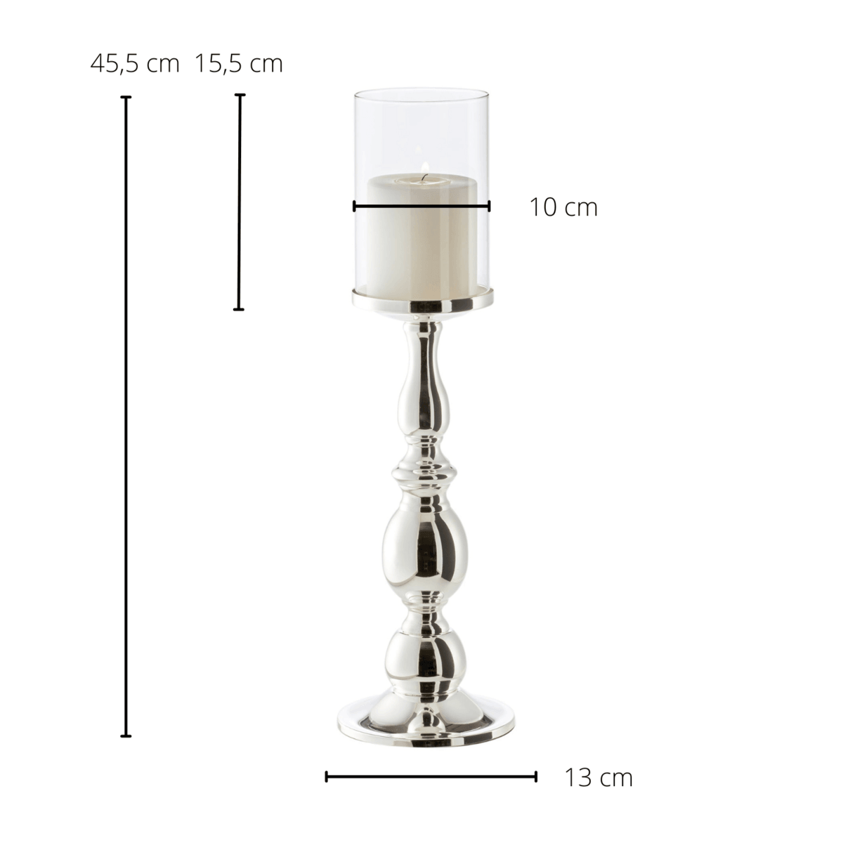 EDZARD Windlicht Mascha, edel versilbert, anlaufgeschützt, Höhe 45 cm, für Kerzen bis Durchmesser 10 cm - HomeDesign Knaus
