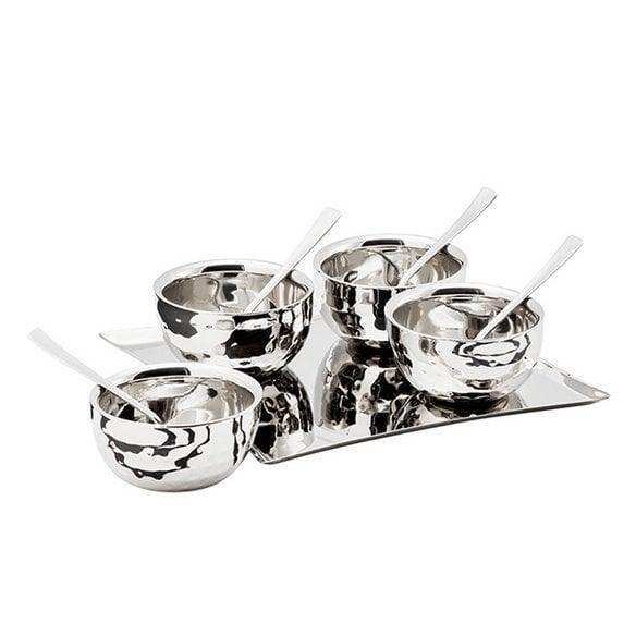 Eiscreme-Set Madeleine Edelstahl hochglanzpoliert 4 Becher Tablett - HomeDesign Knaus