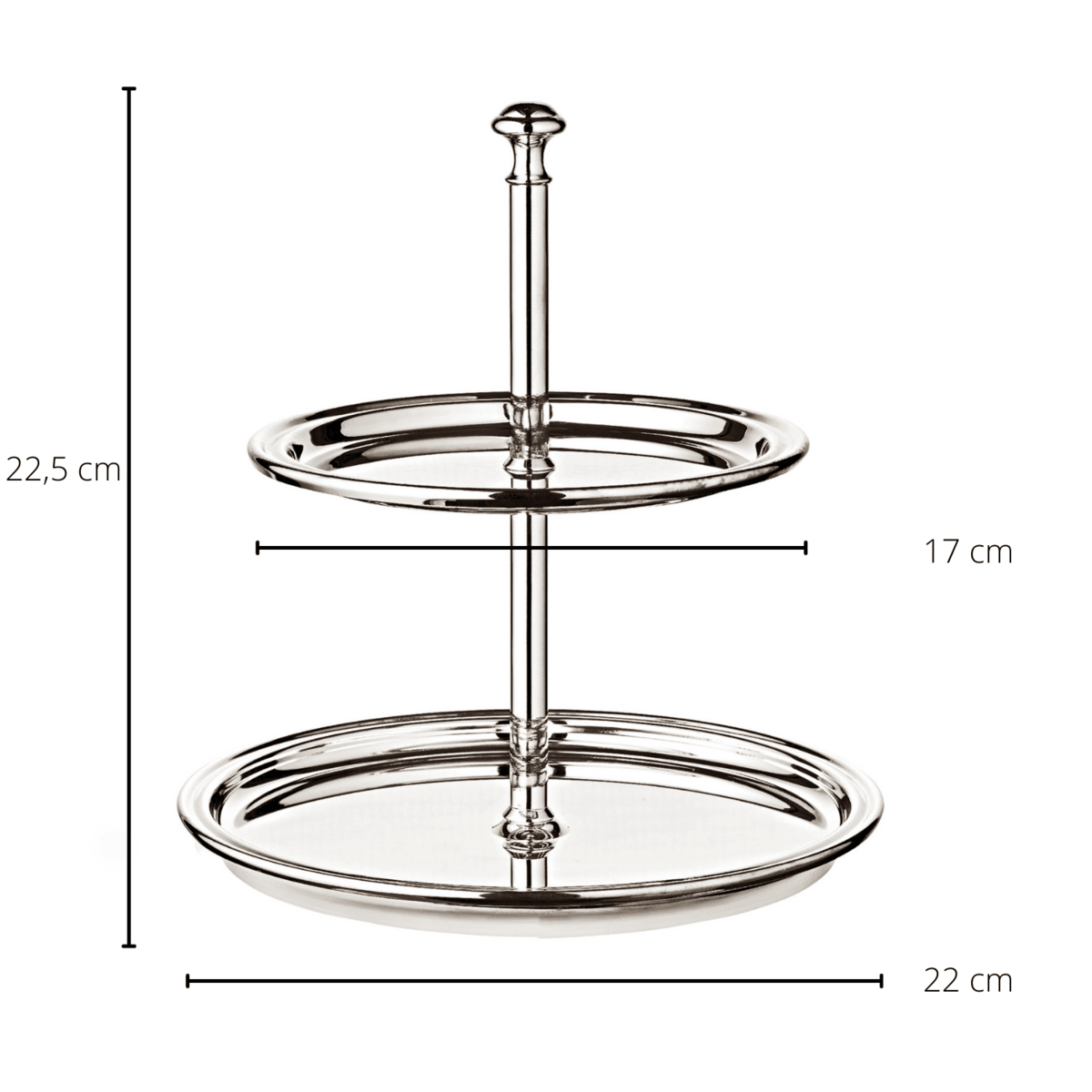 EDZARD Etagere mit 2 Ebenen, rund, Fadenrand, edel versilbert, anlaufgeschützt, Höhe 22 cm - HomeDesign Knaus