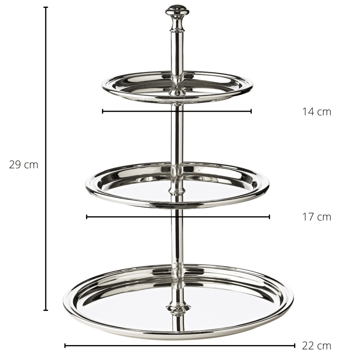 EDZARD Etagere mit 3 Ebenen, Fadenrand, edel versilbert, anlaufgeschützt, Höhe 30 Höhe - HomeDesign Knaus