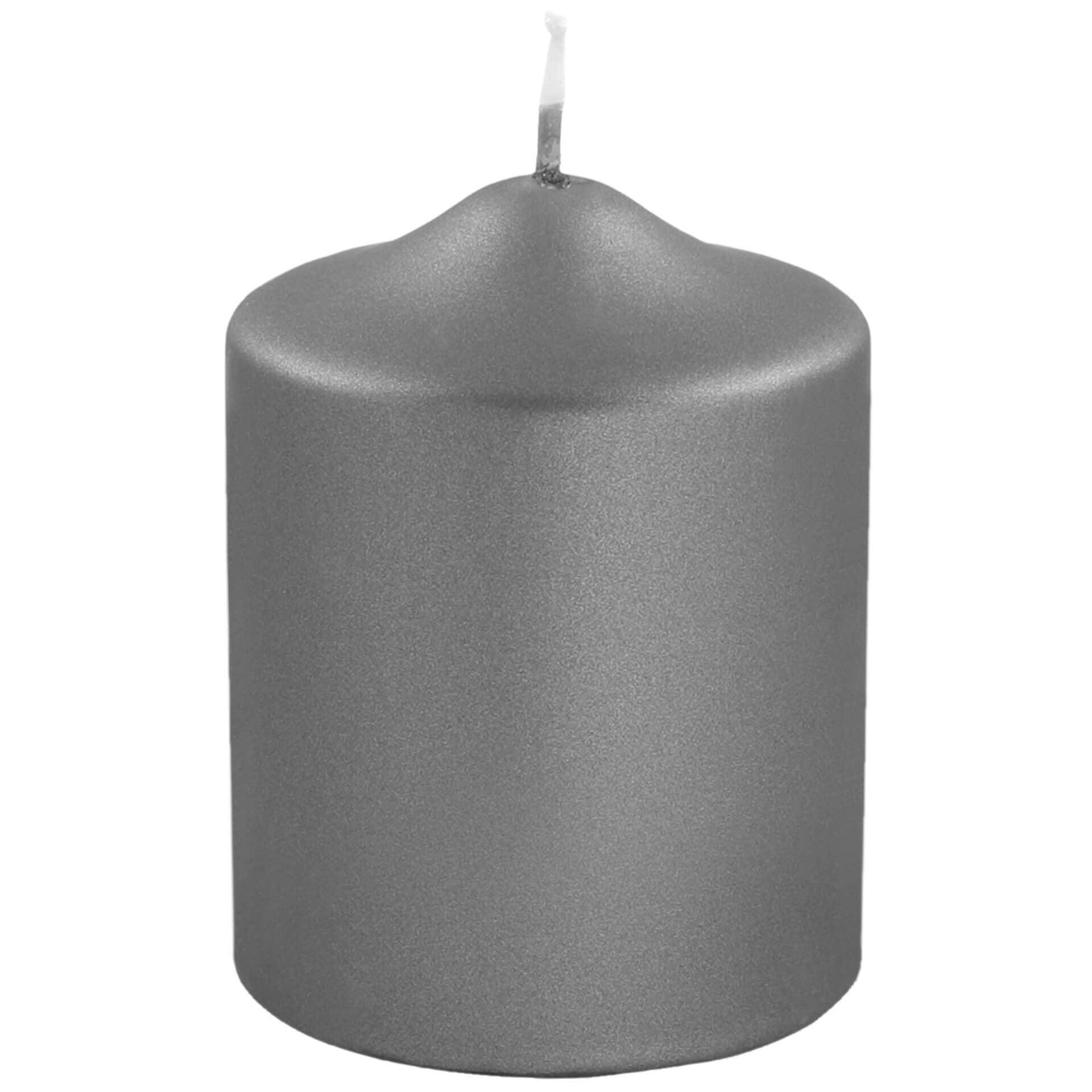 Fink Candle Altarkerze getaucht Stumpenkerze metallic Grau 10cm - HomeDesign Knaus wir schaffen Inspirationen 