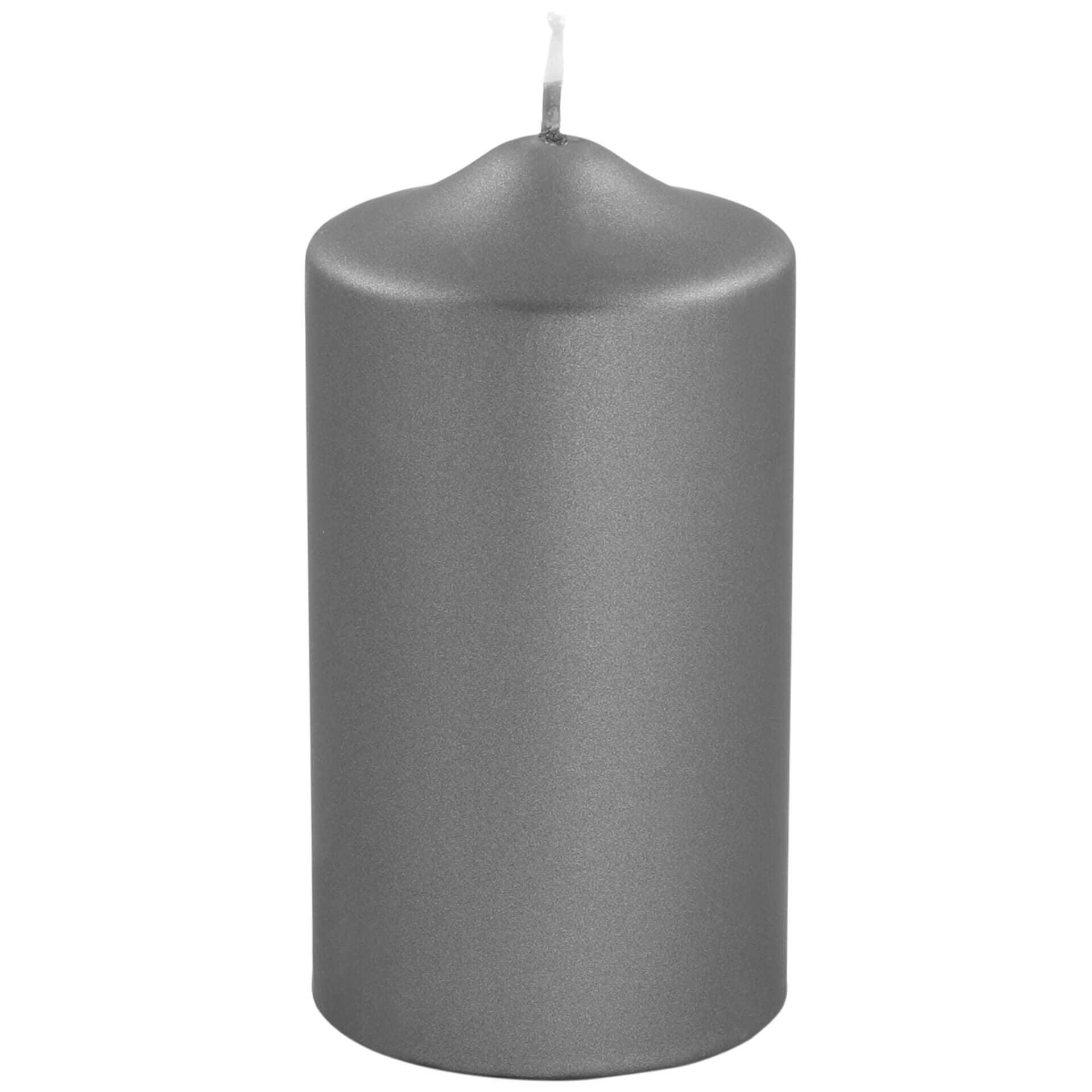Fink Candle Altarkerze getaucht Stumpenkerze metallic Grau 15cm - HomeDesign Knaus wir schaffen Inspirationen 
