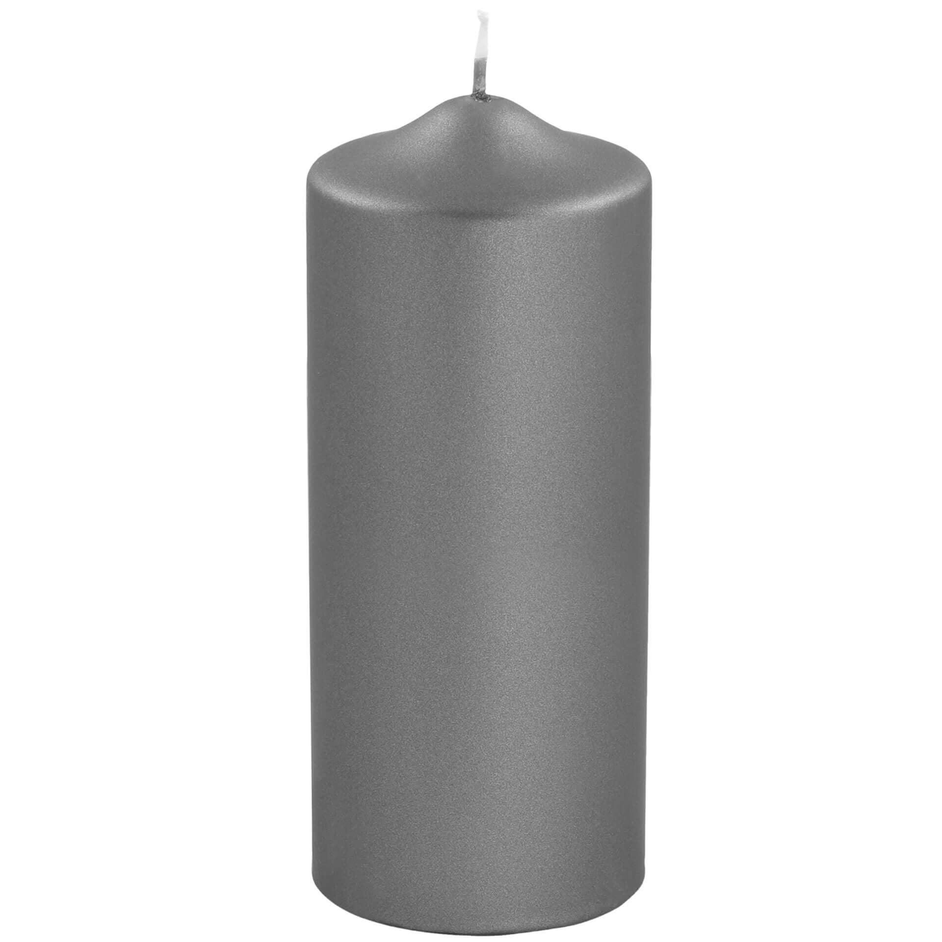 Fink Candle Altarkerze getaucht Stumpenkerze metallic Grau 20cm - HomeDesign Knaus wir schaffen Inspirationen 