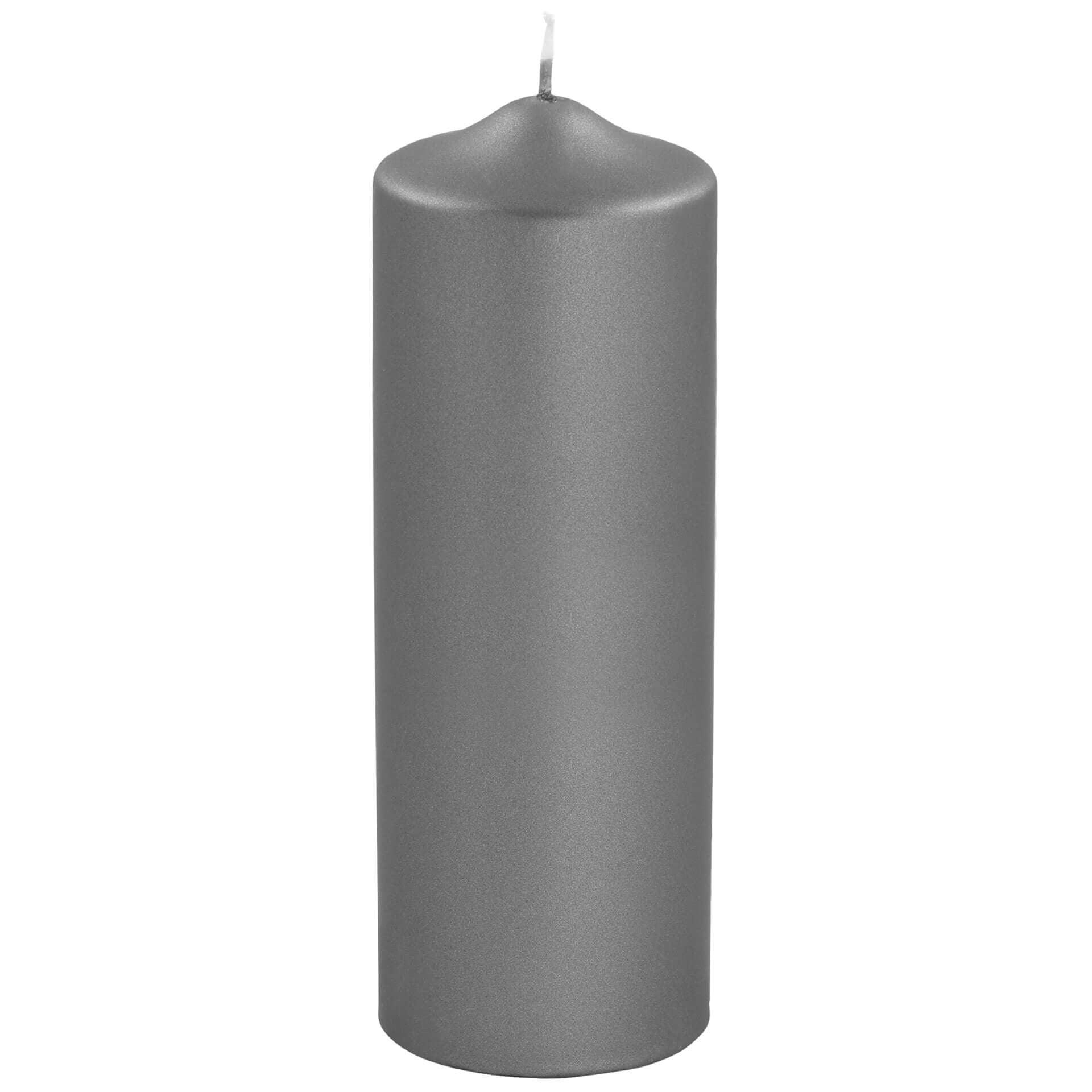 Fink Candle Altarkerze getaucht Stumpenkerze metallic Grau 25cm - HomeDesign Knaus wir schaffen Inspirationen 