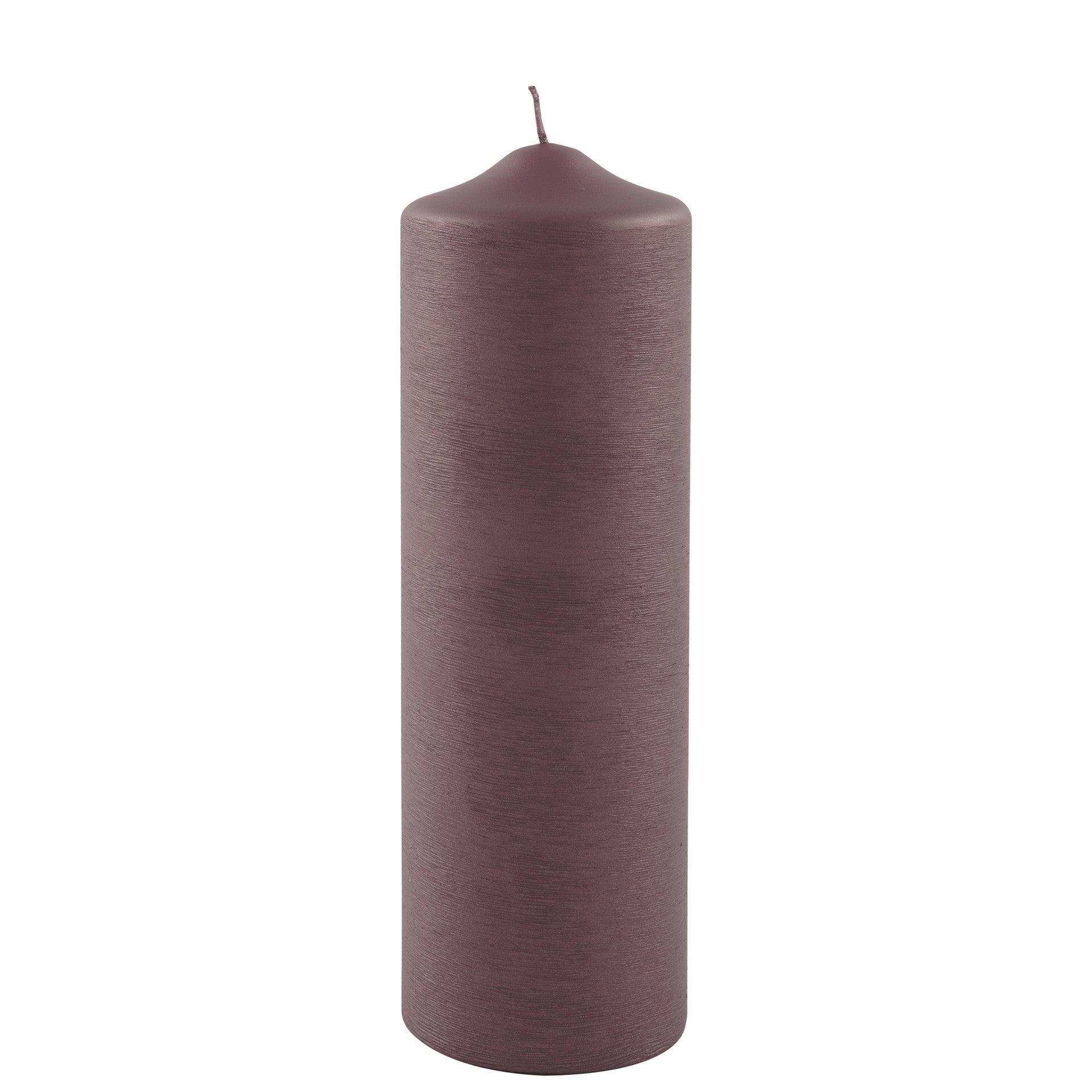 Fink Candle Stumpenkerze gebürstet metallic bordeaux 25cm - HomeDesign Knaus